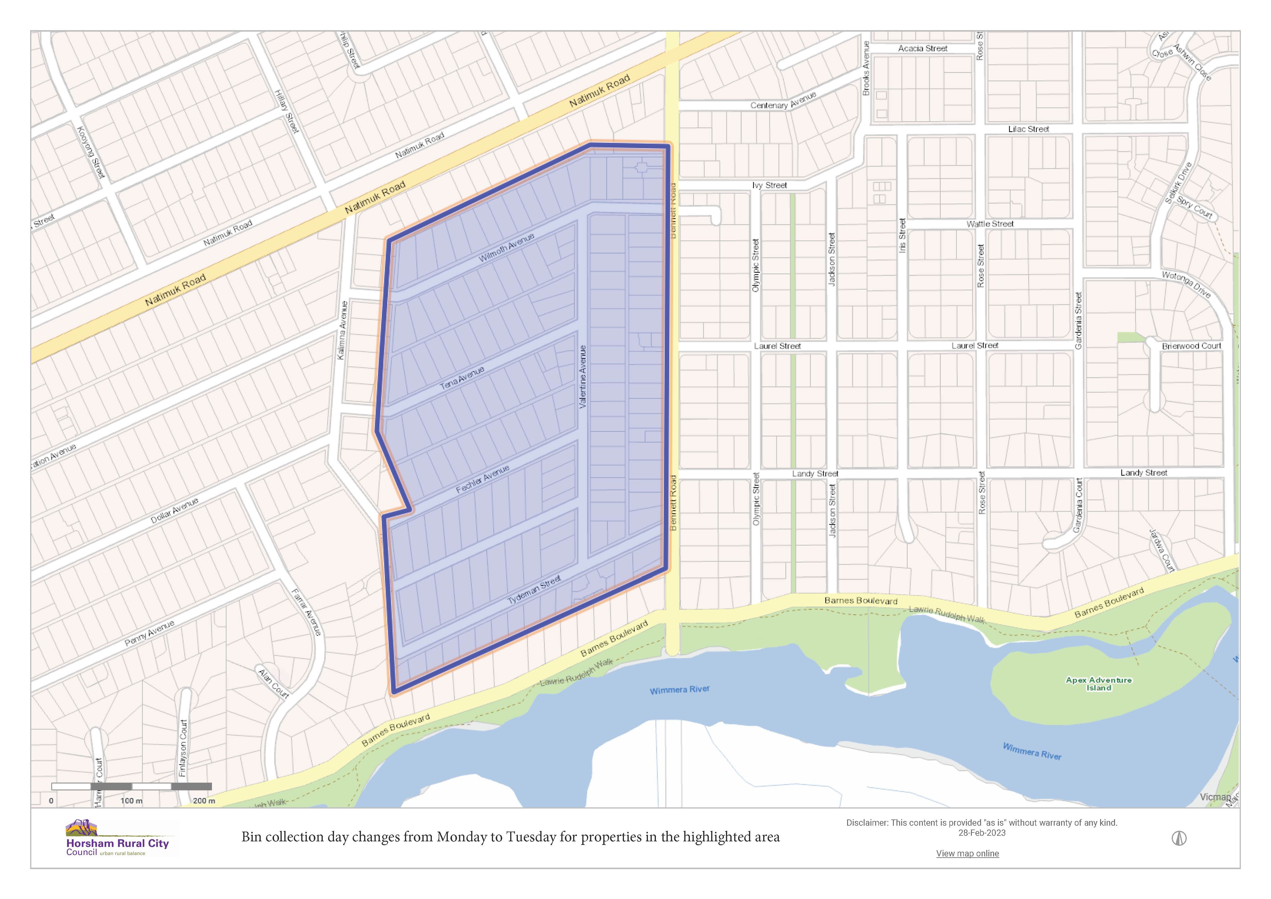 A map showing the properties changing days as shaded