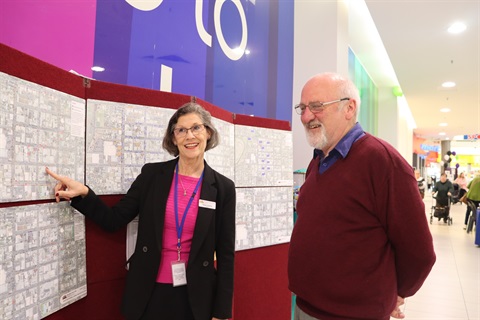 Parking Management Plan listening post Robyn Gulline and Michael McCarthy.JPG