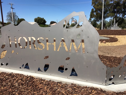 Entrance sign sculpture