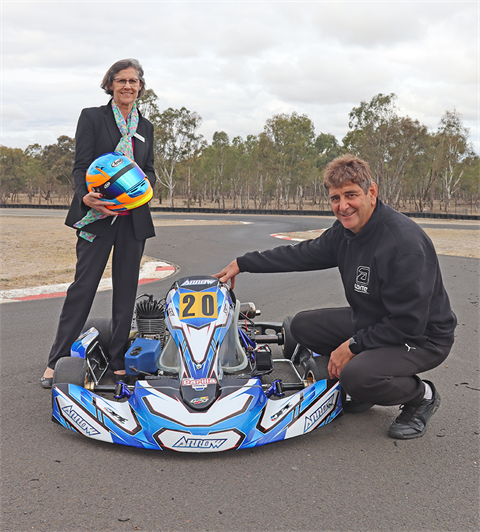 Mayor Robyn Gulline with Remo Luciani from the Wimmera Kart Racing Club 