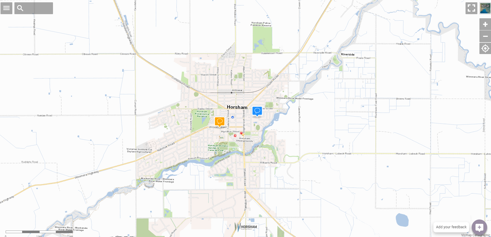 Map of Horsham urban area