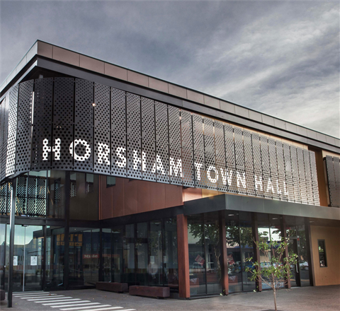 The entrance to the Horsham Town Hall