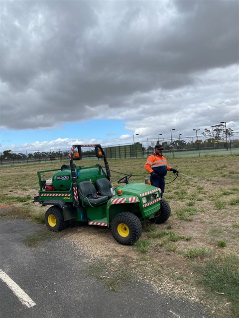 Outdoor team member Mick Neale spraying bindii.jpg