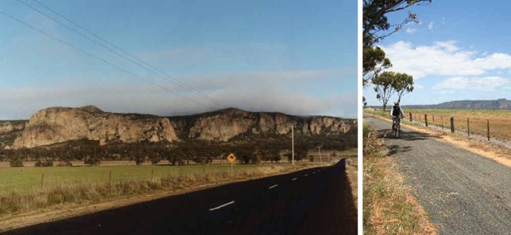 Composite image of Mt Arapiles and road